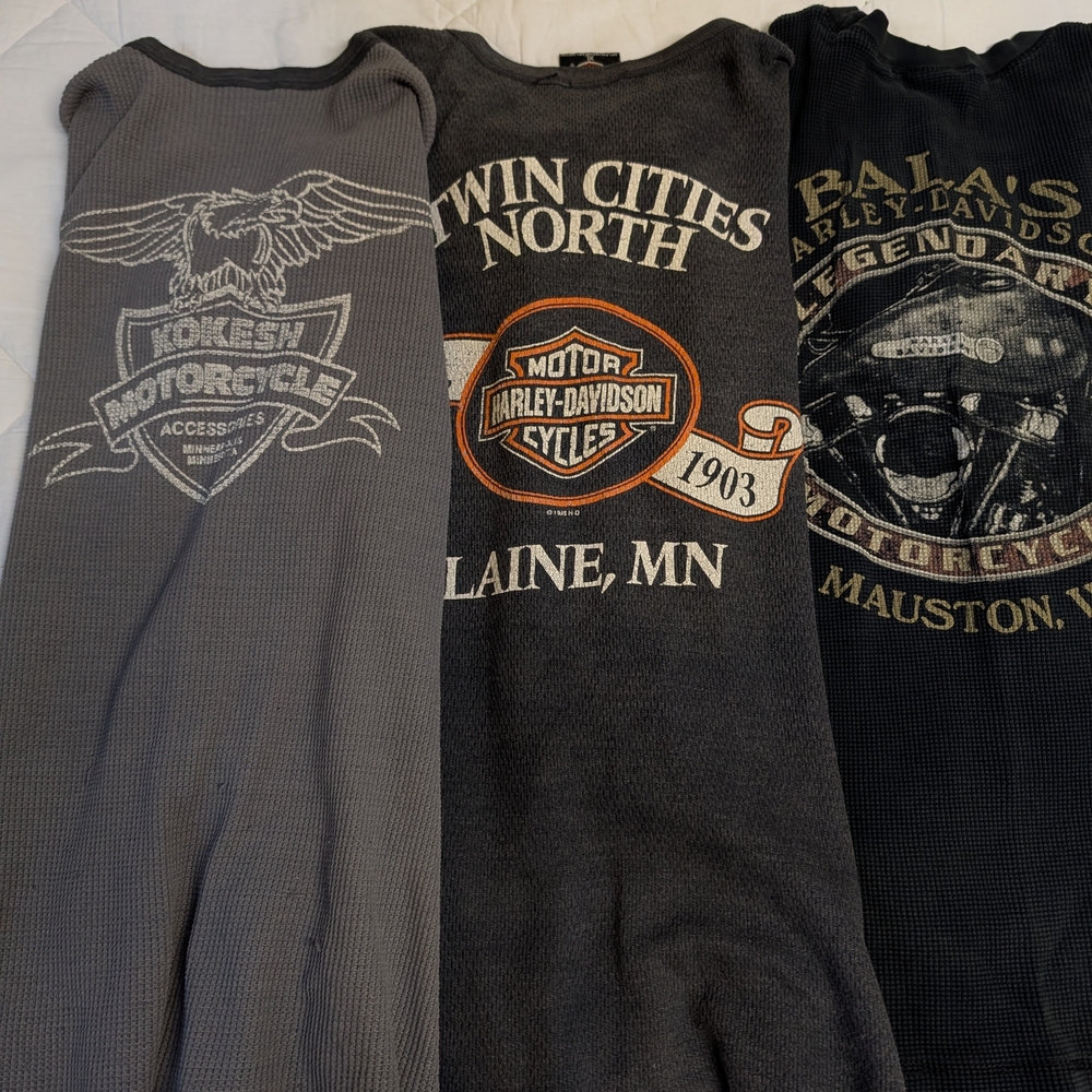 Harley-Davidson Charcoal and Black Long Sleeve Tees - Picture 2 of 2